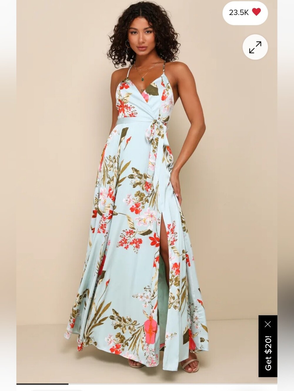 Still the One Sage Green Floral Print Satin Maxi Dress